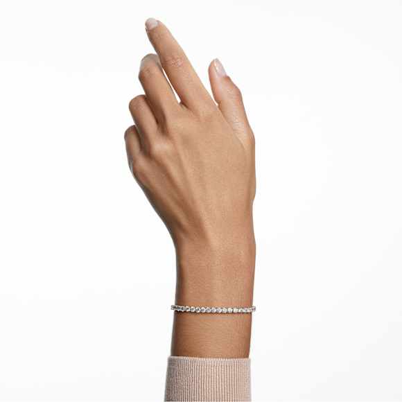 Matrix Tennis bracelet, Round cut, White, Gold-tone plated - Swarovski, 5633859