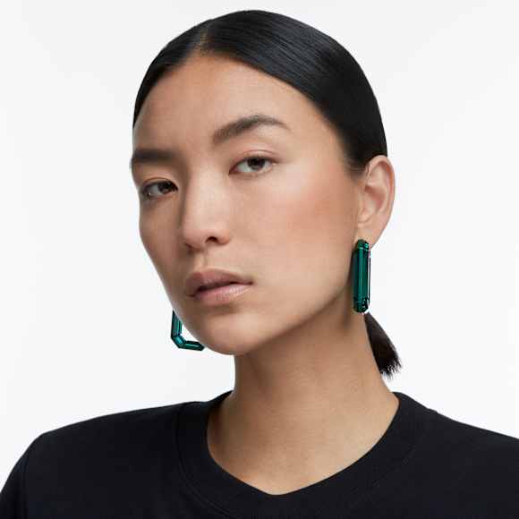 Lucent karika fülbevaló, Statement, Nyolcszög alakú, Zöld - Swarovski, 5633953