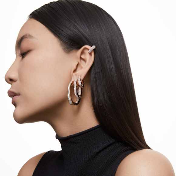 Anneaux d'oreilles Dextera, Forme octogonale, Larges, Blanches, Placage de ton or rosé - Swarovski, 5634992