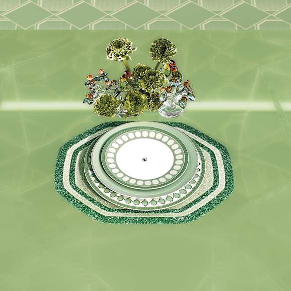 Signum Servis tabağı, Porselen, Yeşil - Swarovski, 5635514