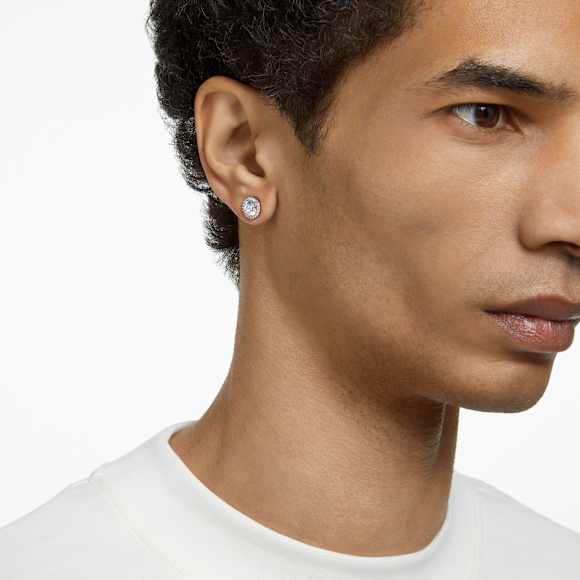 Brincos stud Constella, Lapidação redonda, Pavé, Branco, Lacado a ródio - Swarovski, 5636269