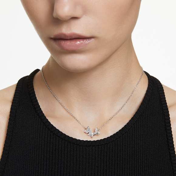 Verižica Idyllia Lilia, Metulj, Bela, Prevleka iz rodija - Swarovski, 5636421
