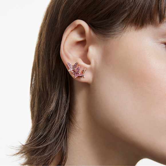 Idyllia Lilia stud earrings, Set (3), Butterfly, Pink, Rose gold-tone plated - Swarovski, 5636428