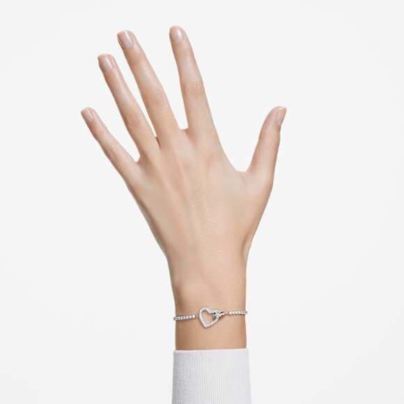 Pulsera Lovely, Corazón, Blanca, Baño de rodio - Swarovski, 5636447