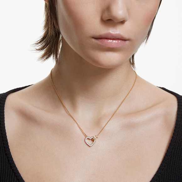 Lovely Kolye, Kalp, Beyaz, 18k altın rengi yüzey - Swarovski, 5636449