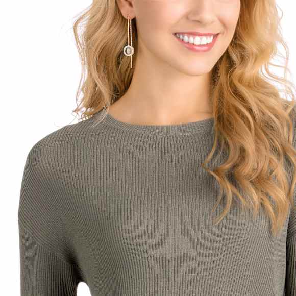 Dextera drop earrings, pavé, White, Rose gold-tone plated - Swarovski, 5636504