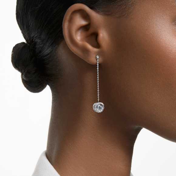 Generation 水滴形耳环, 长款, 白色, 镀铑 - Swarovski, 5636515
