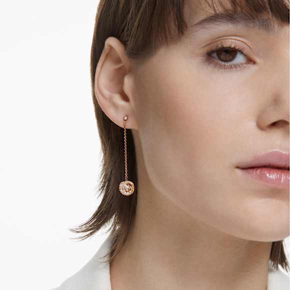 Długie kolczyki Generation, Długie, Białe, Powłoka w odcieniu różowego złota - Swarovski, 5636516