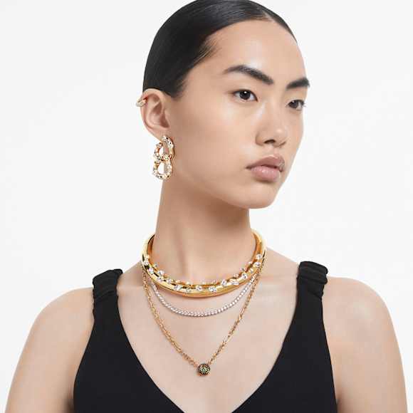 Dextera フープピアス, 小, ホワイト, 18Kゴールドコーティング - Swarovski, 5636530