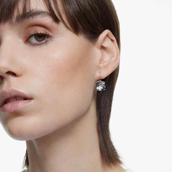 Długie kolczyki Millenia, Szlif okrągły, Czarne, Powłoka z rodu - Swarovski, 5636567
