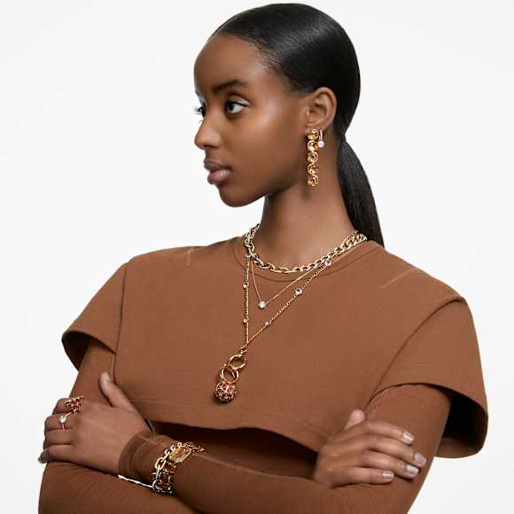 Stilla ペンダント, ラウンドカット, ホワイト, ゴールドトーン