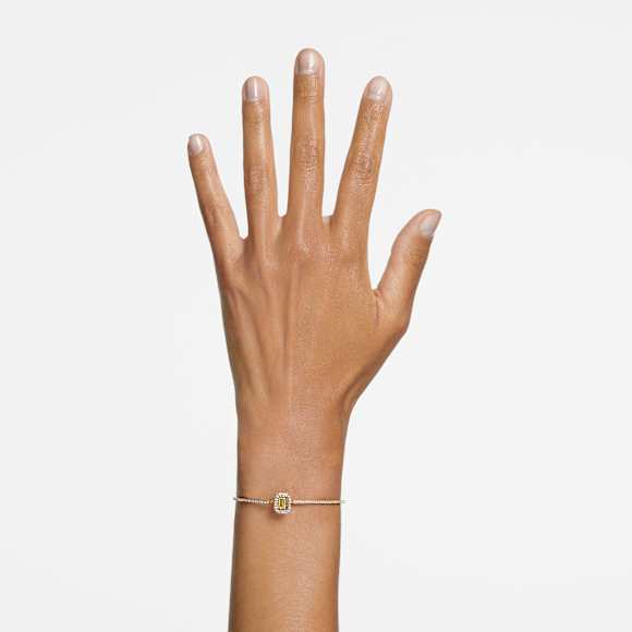 Una bangle, Octagon cut, Pavé, Yellow, Gold-tone plated - Swarovski, 5638488