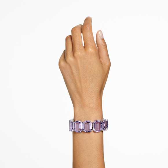 สร้อยข้อมือ Millenia, คริสตัลขนาดใหญ, เจียระไนทรงแปดเหลี่ยม, ม่วงอมแดง, เคลือบโรเดียม - Swarovski, 5638492