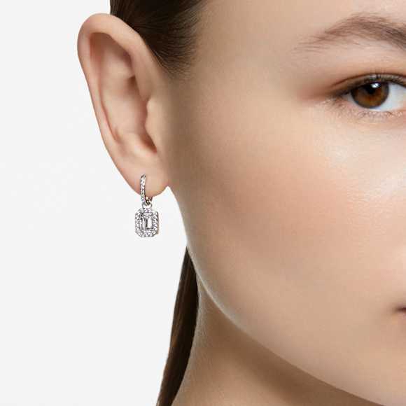 Millenia ドロップピアス, オクタゴンカット, ホワイト, ロジウム・プレーティング - Swarovski, 5638495
