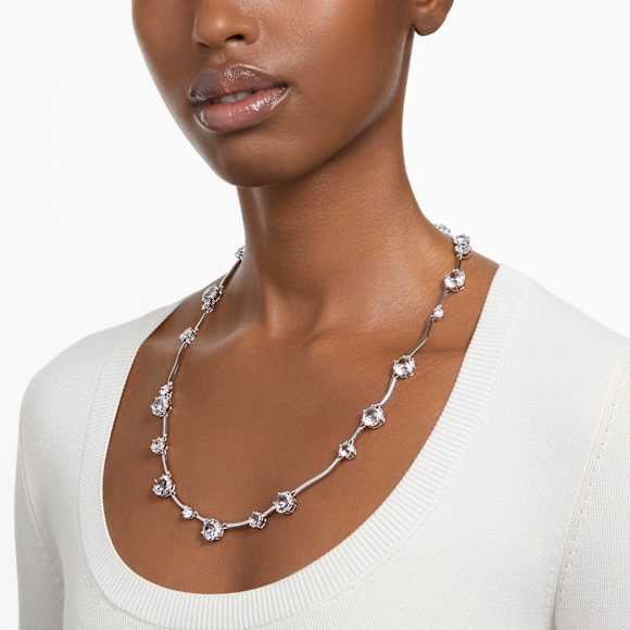 Constella Halskette, Gemischte Rundschliffe, Weiß, Rhodiniert - Swarovski, 5638696