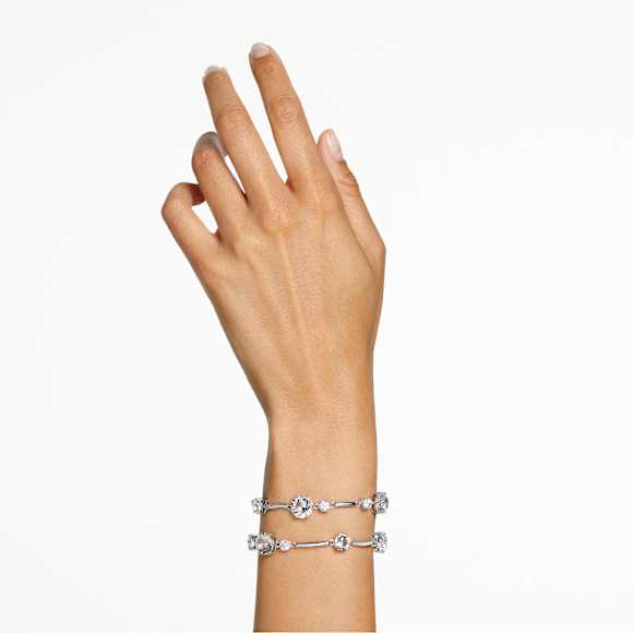 Constella Doppel-Armreif, Rundschliff, Weiß, Rhodiniert - Swarovski, 5638697
