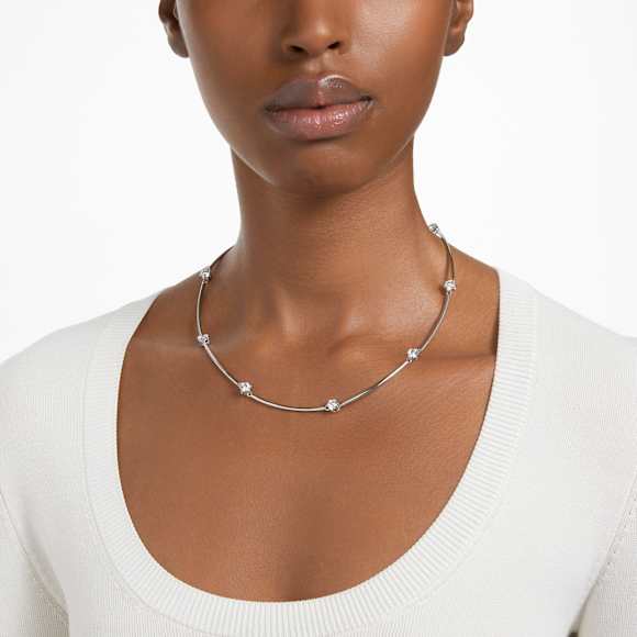 Collana Constella, Taglio Round, Bianca, Placcato rodio - Swarovski, 5638699