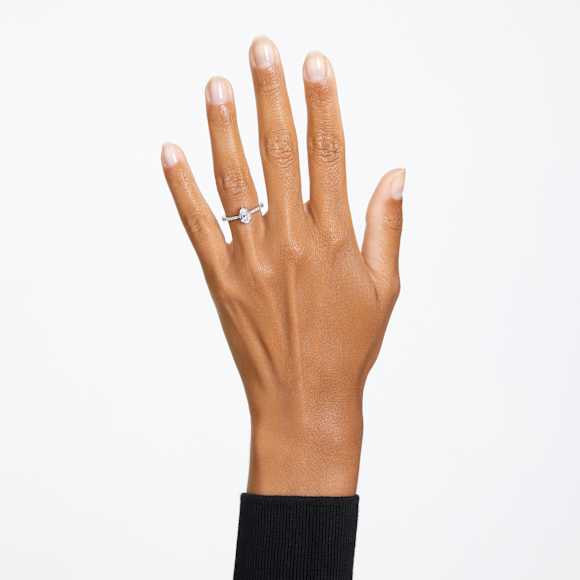 Anillo de cóctel Stilla, Talla pera, Pavé, Blanco, Baño de rodio - Swarovski, 5638776