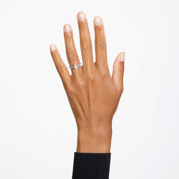 Millenia cocktail ring, Pear cut, Pavé, White, Rhodium plated - Swarovski, 5638776