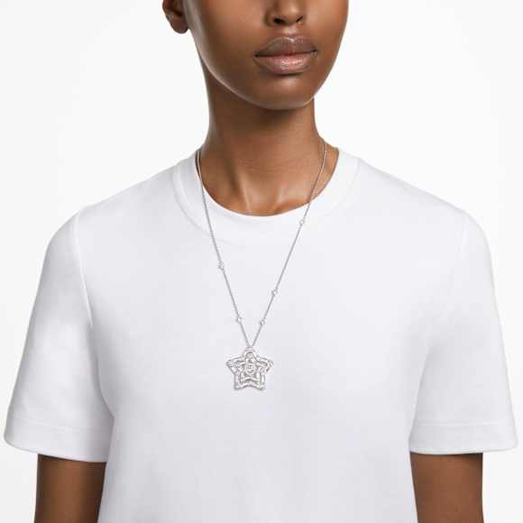 Pendentif Stella, Tailles variées, Étoile, Blanc, Métal rhodié - Swarovski, 5639024