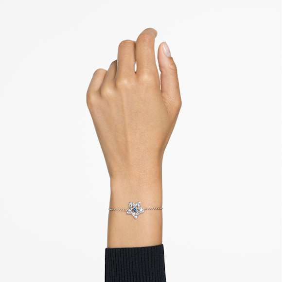 Stella 手链, 混合切割, 星星, 蓝色, 镀铑 - Swarovski, 5639187