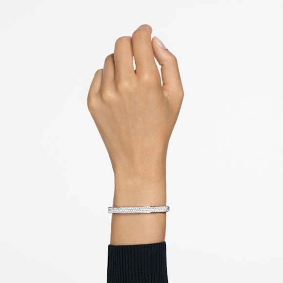 Pevný náramek Dextera, Osmihranný tvar, Bílý, Pokoveno rhodiem - Swarovski, 5639200