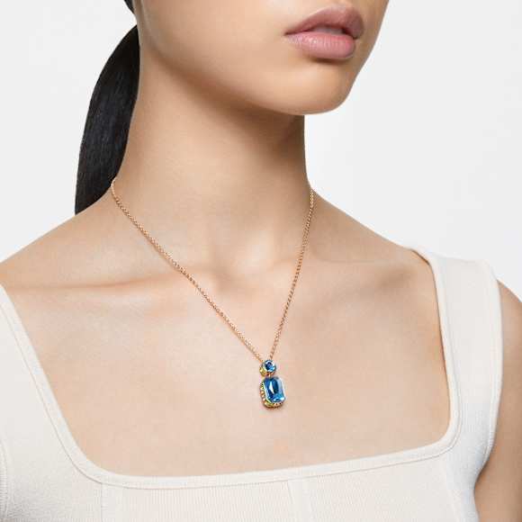 Chroma necklace, Octagon cut, Multicolored, Gold-tone plated - Swarovski, 5640256