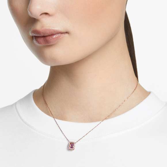 Una Halskette, Oktagon-Schliff, Violett, Roségold-Legierungsschicht - Swarovski, 5640291