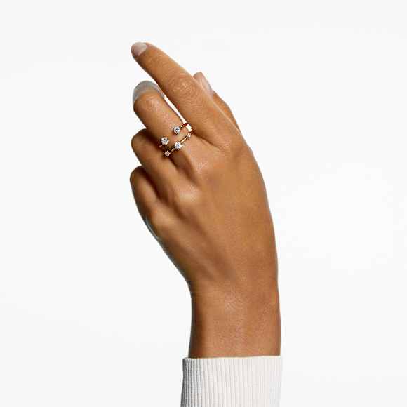 Constella ring, Set (2), Round cut, White, Gold-tone plated - Swarovski, 5640964