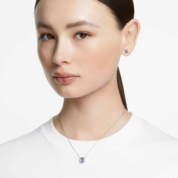 Una 套装, 八角形切割, 蓝色, 镀铑 - Swarovski, 5641171