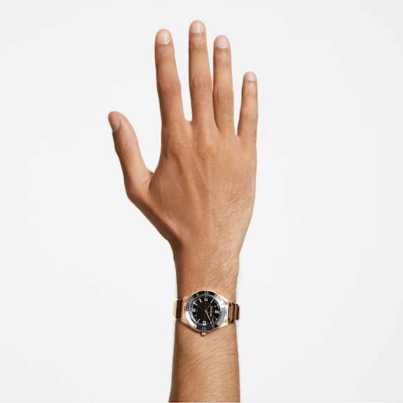 Uhr, 37 mm, Schweizer Produktion, Metallarmband, Schwarz, Roségoldfarbenes Finish - Swarovski, 5641294