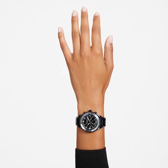 นาฬิกา, 39 มม., Swiss Made, สร้อยข้อมือโลหะ, ดำ, เคลือบสีดำ - Swarovski, 5641393