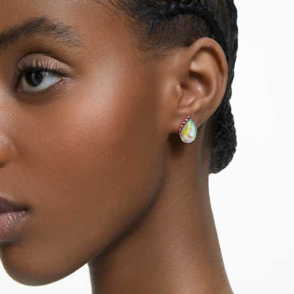 Chroma stud earrings, Drop cut, Multicolored, Rhodium plated - Swarovski, 5641407