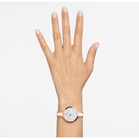 Montre Crystalline Delight, Fabriqué en Suisse, Bracelet en métal, Roses, Finition or rose - Swarovski, 5642221