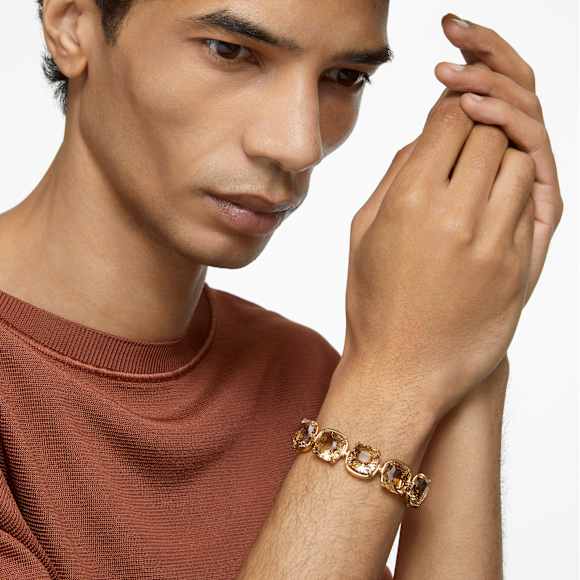 Braccialetto Harmonia, Taglio Cushion, Tono dorato, Placcato color oro - Swarovski, 5642337