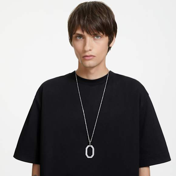Pendentif Dextera, Forme octogonale, Medium, Blanc, Métal rhodié - Swarovski, 5642388