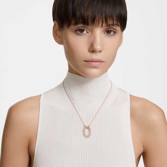 Dextera pendant, Octagon shape, White, Rose gold-tone plated - Swarovski, 5642389
