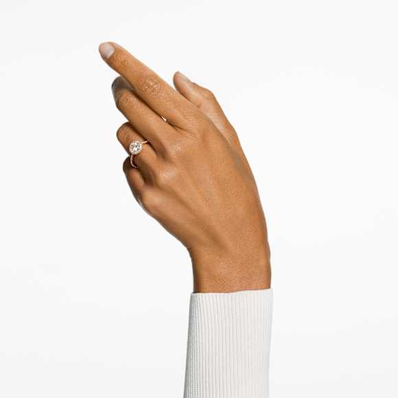 Una Angelic cocktail ring, Round cut, Pavé, White, Rose gold-tone plated - Swarovski, 5642639