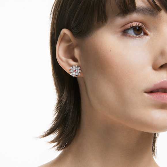 Eternal Flower 耳钉, 花朵, 粉红色, 混合金属润饰 - Swarovski, 5642873