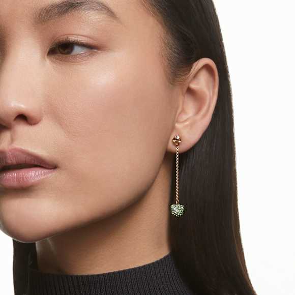 Teddy drop earrings, Asymmetrical design, Bear, Multicoloured, Gold-tone plated - Swarovski, 5642981