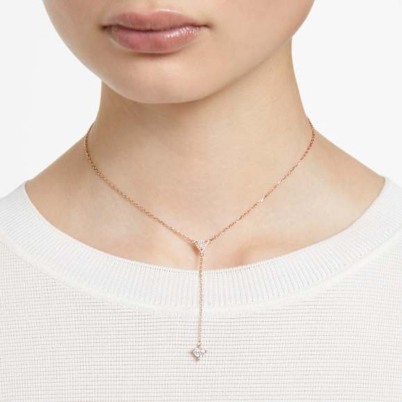 Stilla Y形项链, 三角形切割, 白色, 镀玫瑰金色调 - Swarovski, 5642984