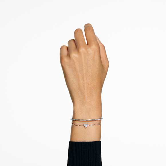 Stilla 手链, 三角形切割, 密镶, 白色, 镀铑 - Swarovski, 5643733