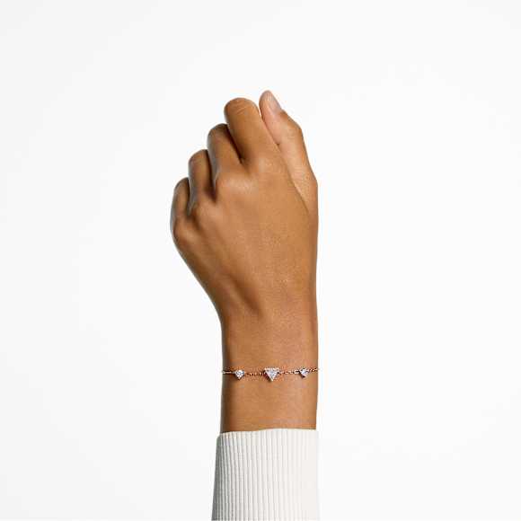 Ortyx 手链, 三角形切割, 白色, 镀玫瑰金色调 - Swarovski, 5643737