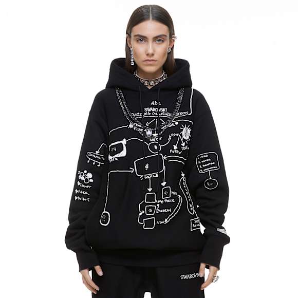 ADVISORY BOARD CRYSTALS, Dazzling Colorless Objects hoodie, Black - Swarovski, 5644721