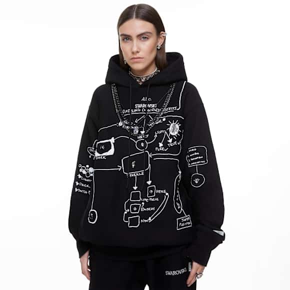 ADVISORY BOARD CRYSTALS, Dazzling Colorless Objects hoodie, Black - Swarovski, 5644721