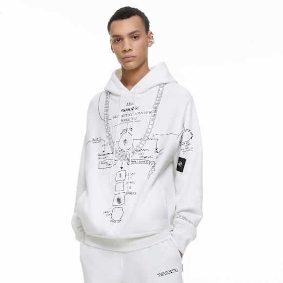 ADVISORY BOARD CRYSTALS, Gray Objects Displaced by Refraction hoodie, White - Swarovski, 5644722