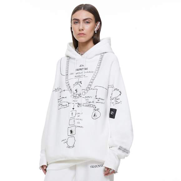 Sweatshirt com capuz ADVISORY BOARD CRYSTALS, Gray Objects Displaced by Refraction, Branca - Swarovski, 5644726