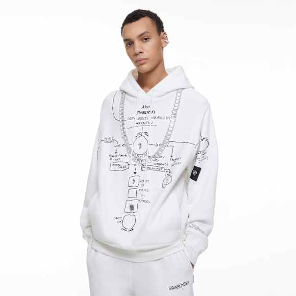 Hoodie ADVISORY BOARD CRYSTALS, Gray Objects Displaced by Refraction, Alb - Swarovski, 5644727