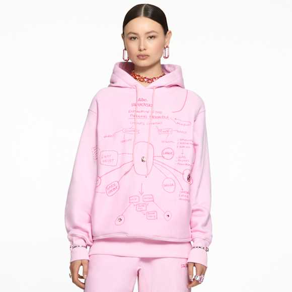 Sweat à capuche ADVISORY BOARD CRYSTALS, Explanation of the Foregoing Phenomena, Rose - Swarovski, 5644735