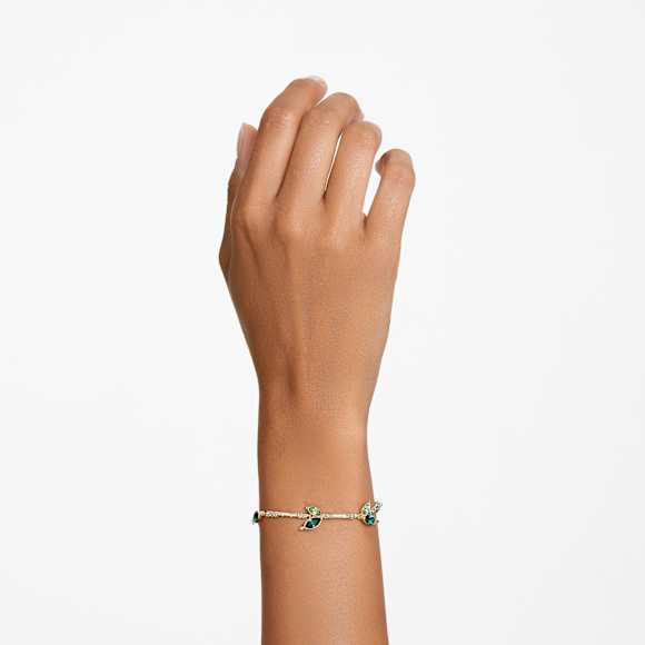 Dellium 手链, 竹子, 绿色, 镀金色调 - Swarovski, 5645374
